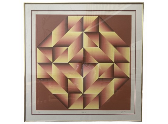 Signed 1974 Abstract Print 'Ortojou III' By Jurgen Peters 32' X 32'