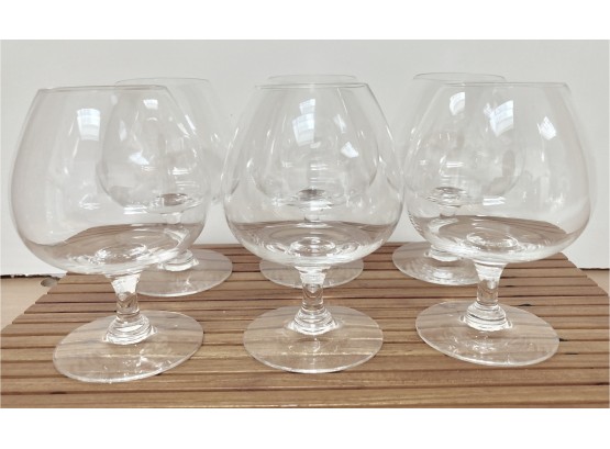 Six Crystal Small Brandy Shaped Cordial Glasses