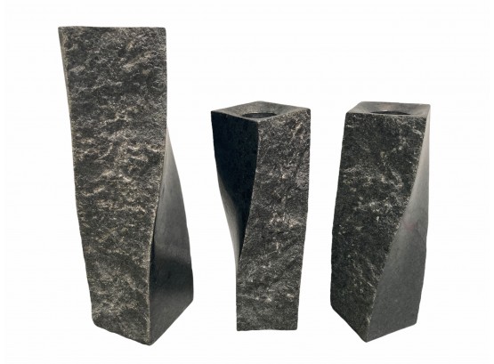 A Trio Of Helix Vases / Candle Holders From Stone Forest
