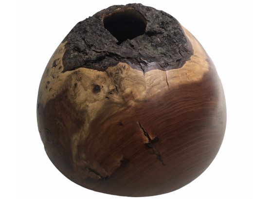 Red Beech Hollow Form Vessel With Live Edge 2004 (A)