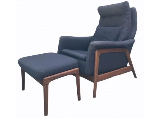 Vintage Danish Modern Chair With Adjustable Foot Stool