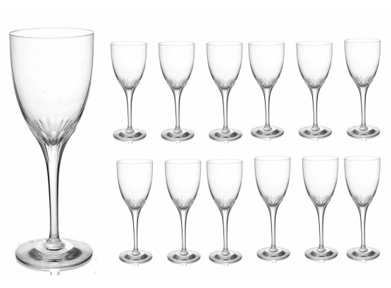 Thirteen Vintage Orrefors Of Sweden 'Lisbet' Crystal Water / Wine  Glasses