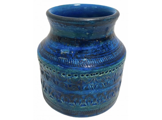 Vintage Bitossi Rimini Blue Italian Ceramic Vase - Numbered