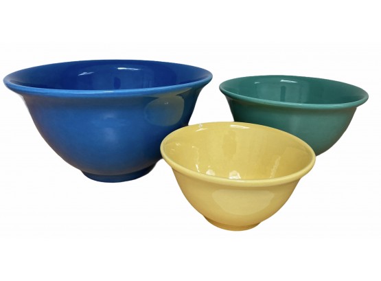 Vintage Metlox Pottery 'Colorstax' Nesting Serving Bowls - Set Of 3
