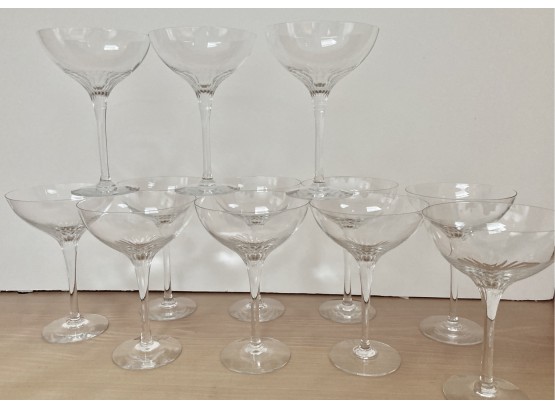 Twelve Vintage Orrefors Of Sweden 'Lisbet' Crystal Cocktail / Tall Sherbet / Champagne Glasses