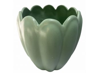 Vintage Matte Green Ceramic Tulip Vase