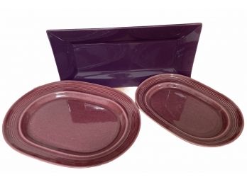 Metlox Pottery 'Colorstax' Platters Plus Another Platter - 3 Pieces