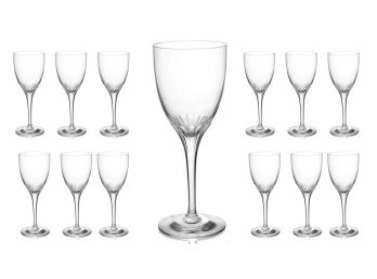 Thirteen Vintage Orrefors Of Sweden 'Lisbet' Crystal Wine Glasses