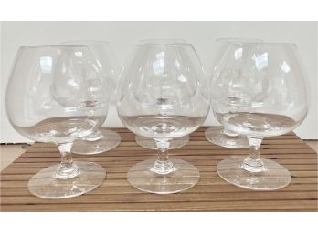 Six Crystal Small Brandy Shaped Cordial Glasses