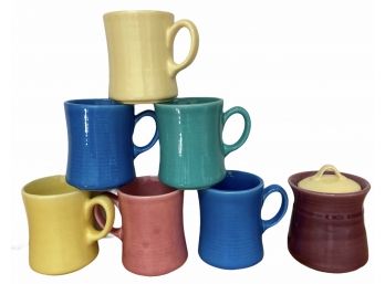 Metlox Pottery 'Colorstax' Mugs & Sugar Bowl