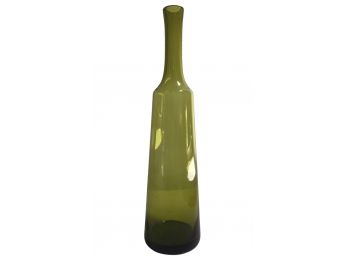 MCM Hand Blown Tapered Green Vase
