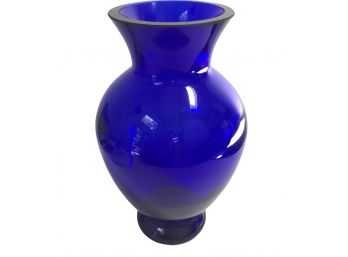 Vintage Hand Blown Cobalt Blue Thick Walled Glass Vase 12' Tall