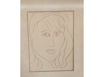 Vintage 1960s Picasso Print Of Girl In Walnut Frame 16.5' X 21'