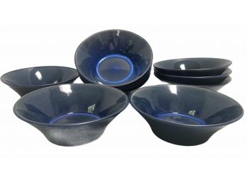 Set Of Ten Crate & Barrel Cobalt Blue Deep Soup / Cereal Bowls (A)