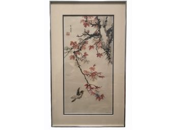 Japanese Print With Bird & Tree 'Ling Kit Fan' Original Summer, 79