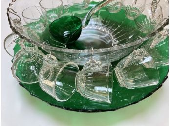 Exquisite 1950 Punch Bowl Set With 12 Cups & Ladle  Turntable