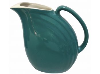Mid Century Teal Blue Hall China Pottery Pitcher