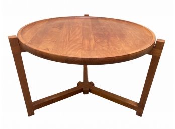 Vintage Danish Modern Teak Tripod Coffee Table With Removable Tray