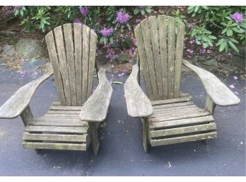 Pair Of Vintage Mahogany Adirondack Chairs