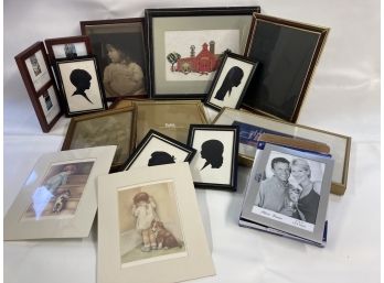 Lot Of Many Empty Frames, Pictures And A Cute Farm Cross Stitch