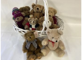 A Basket Filled With Cuddly Teddy Bears