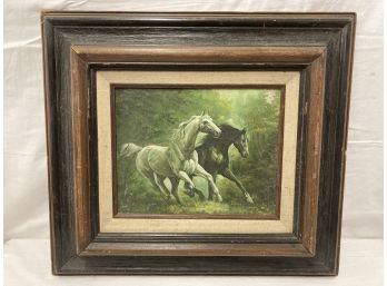 Black And White Stallion Painting On Canvas