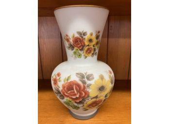 Beautiful Floral Hand Painted White Vase - Italy