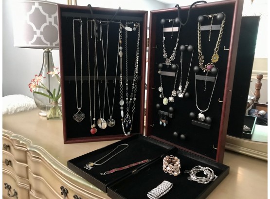 Fantastic Lot Of Lia Sophia Jewelry With Showcase To Go Display Case