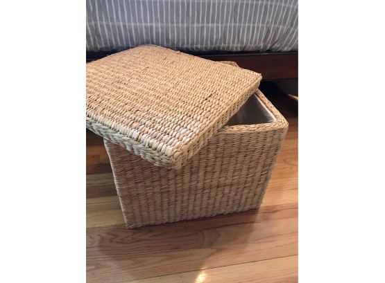 Woven Storage Cube With Wood Inner Frame