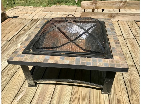 Outdoor Slate Tile Fire Pit With Lid