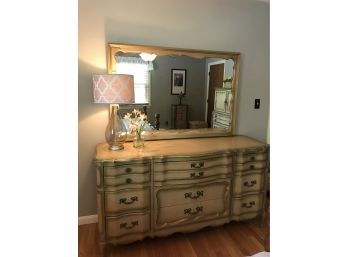 Vintage Dresser And Mirror With Distressed Look