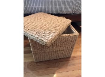 Woven Storage Cube With Wood Inner Frame