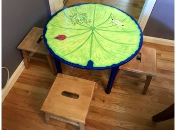 Adorable Wooden Children's Table And Chairs
