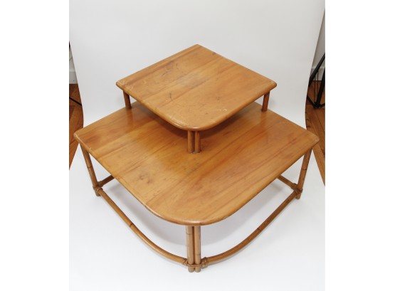 MCM Vintage Haywood Wakefield Ashcraft Two Tiered Corner Table