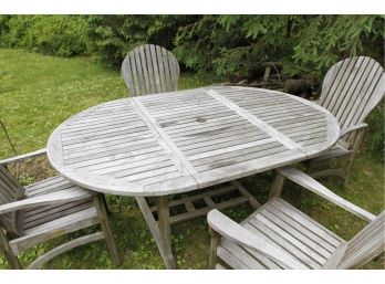 Kingsley Bates Teak Outdoor Set - 4 Arm Chairs, 1 Table