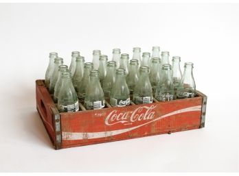 Vintage Coca Cola Wooden Tray And Bottles