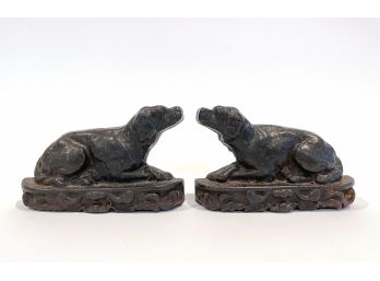 Vintage English Cast Iron Dog Bookends - Figures