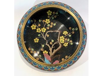 Vintage Cloisonne Bowl W Cherry Blossom Design