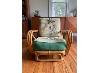 Vintage Paul Frankl Style Bamboo Rattan Lounge Chair