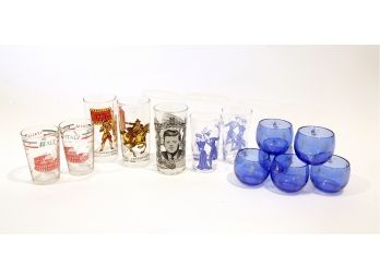 Collection Of Vintage Glassware - JFK, Sailboats And More - 13 Glasses