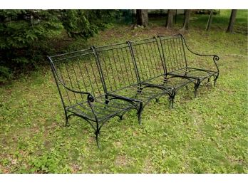 1930's Wrought Iron Lounge Chair & 4 Piece Couch W Forged Scroll Design - Well Made - Set Of 2