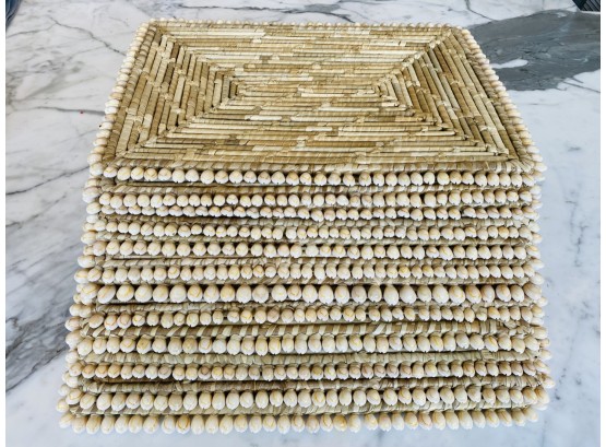 Set Of 12 Woven And Shell Placemats  - Great Condition!