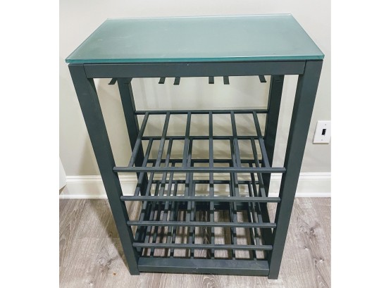 Wine Storage Rack With Frosted Glass Top