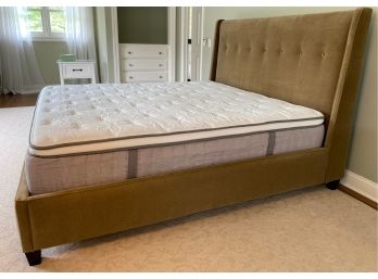 Crate And Barrel King Size Velvet Upholstered Bed - Excellent Condition