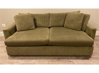 Crate And Barrel Extra Deep Lounge Sofa - Soft Green Corduroy Microfiber