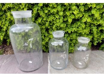 Set Of 3 Vintage Style Glass Apocethary Jars