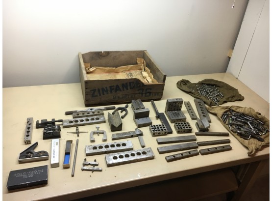 Huge Lot Of Machinist Tools Including Gage Blocks, Lathe Tool Holders, Drill Bits, Clamps And More