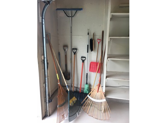Lot Of Assorted Yard Tools In Garage