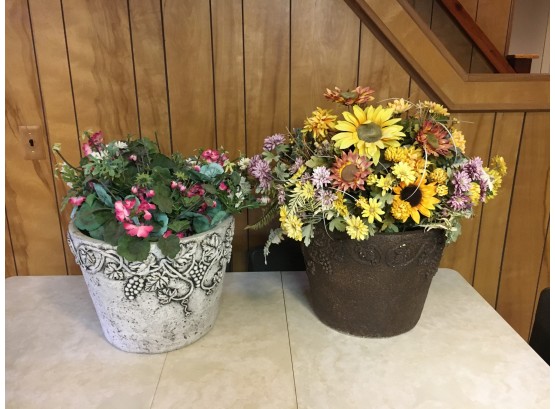 2 Large Artificial Flowers In Pots