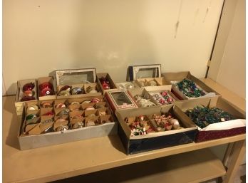 Lot Of Antique And Vintage Christmas Ornaments And Lights